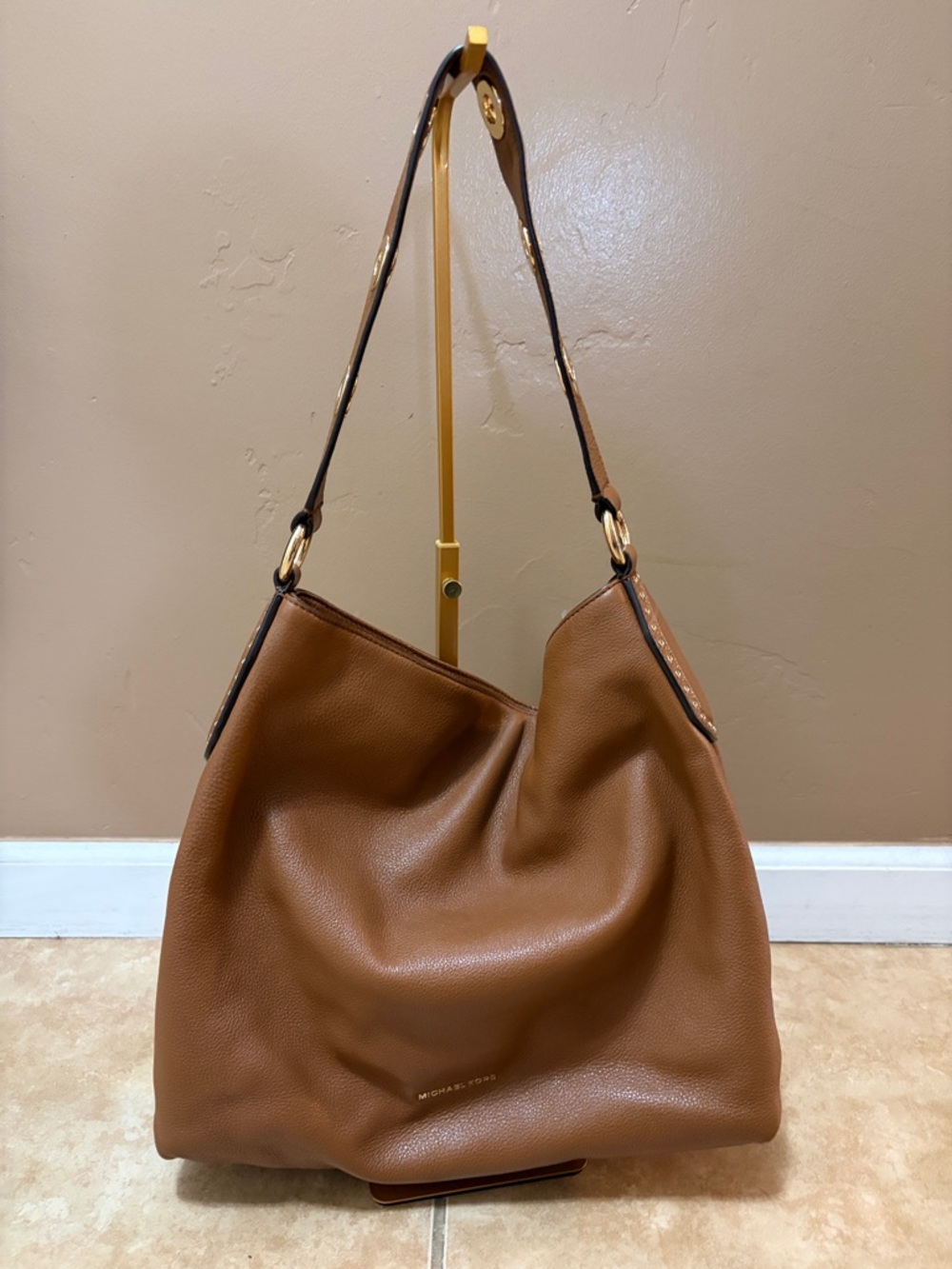Michael Kors Karson Studded Large Leather Hobo Shoulder Bag
